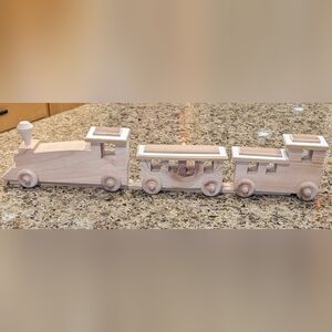 Vtg Wood Train Mid-Century Modern Solid Handcrafted Natural Locomotive